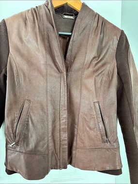 Line Brown Leather Jacket